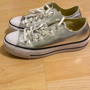 Silver Platform Converse Chuck Taylors